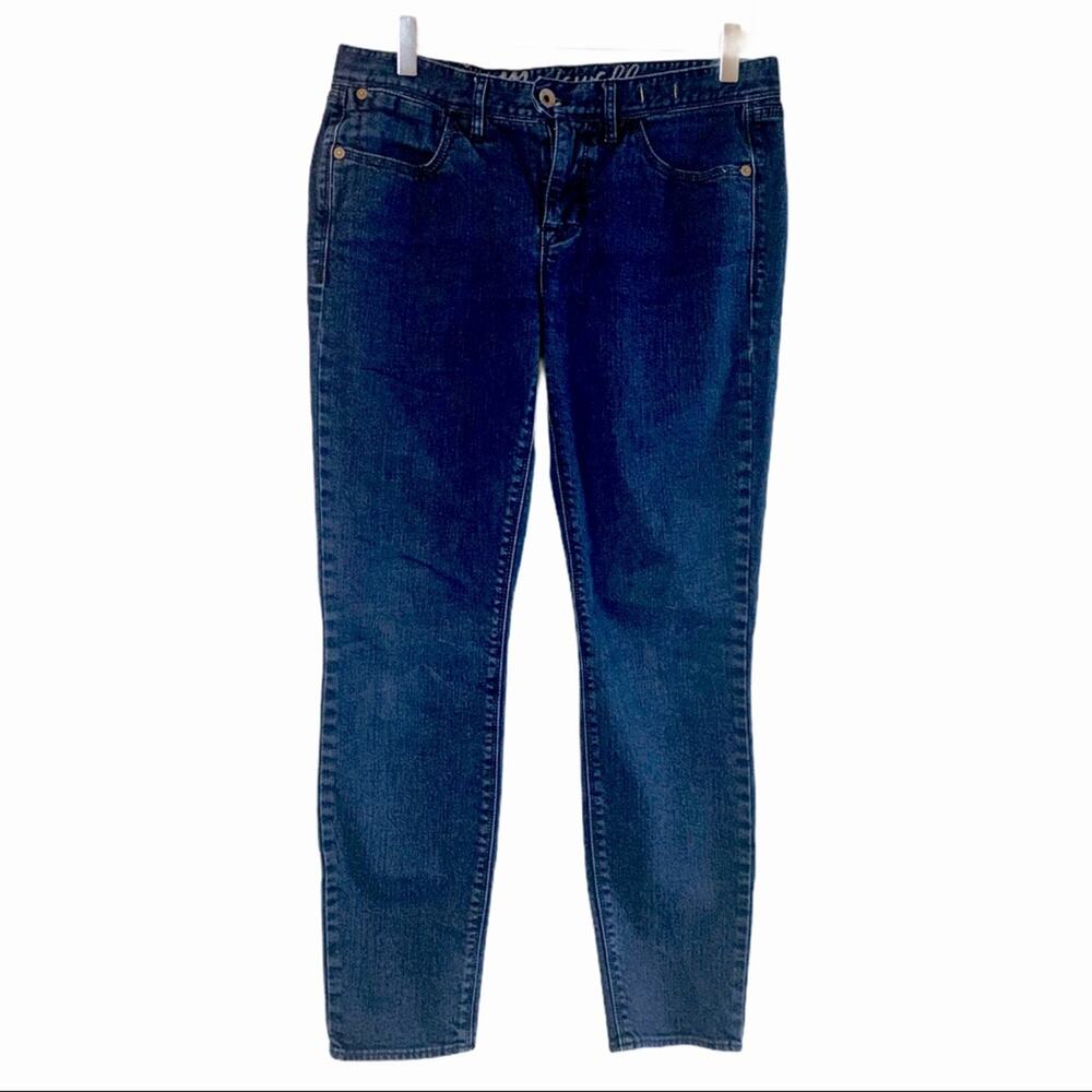Madewell Women's Jeans Slim Fit 8" Mid Rise Ankle Dark Blue Indigo Wash Size 28